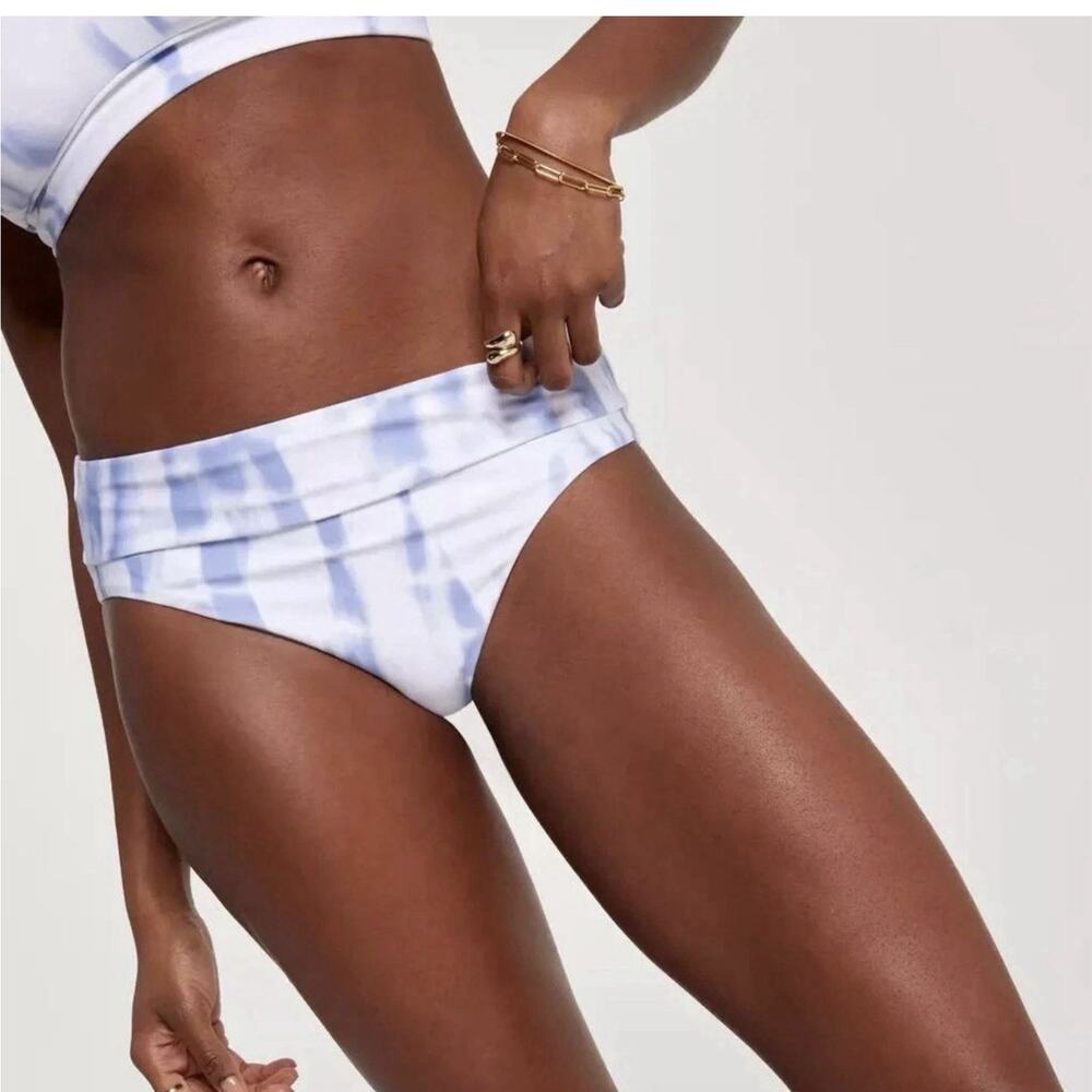 Calia Bikini Bottoms Swim Mid Rise High Leg XL Python Peri Dusk Wide Banded